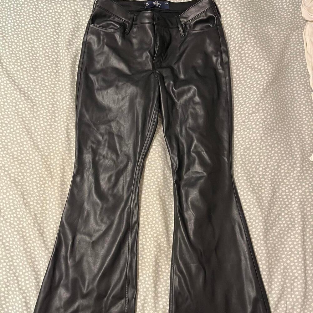 9R W29 Black high waisted flare faux leather